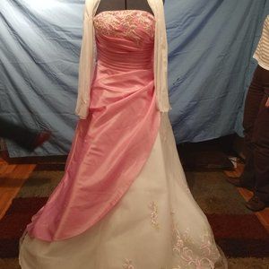 Pink and White Flower Prom Dress